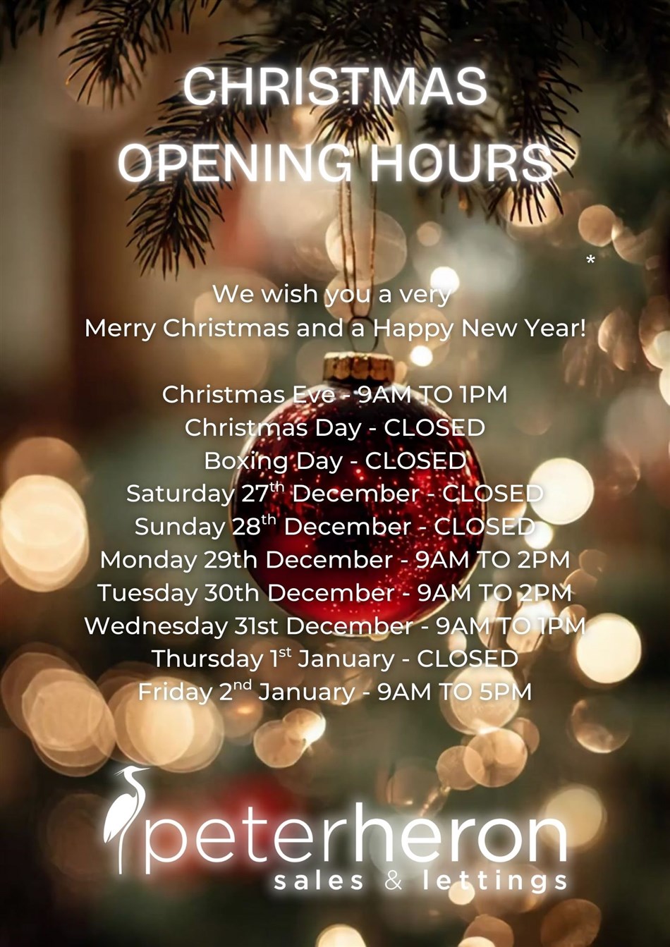 Christmas Opening Hours