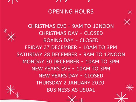 Festive Opening Hours